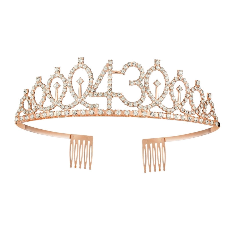 Women’s IG Style Shiny Number Crown Alloy Hollow Out Inlay Rhinestones Crown