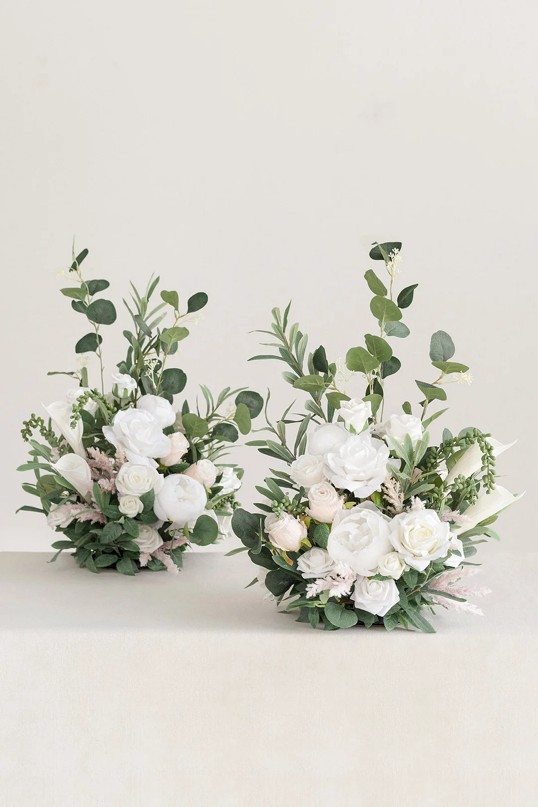 Free-Standing Flower Arrangements in White & Sage