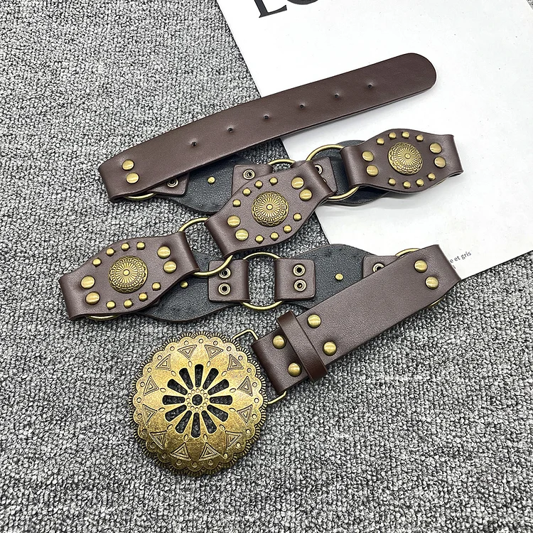Personalized Western Cowboy Style Metal Ring Buckle Belt