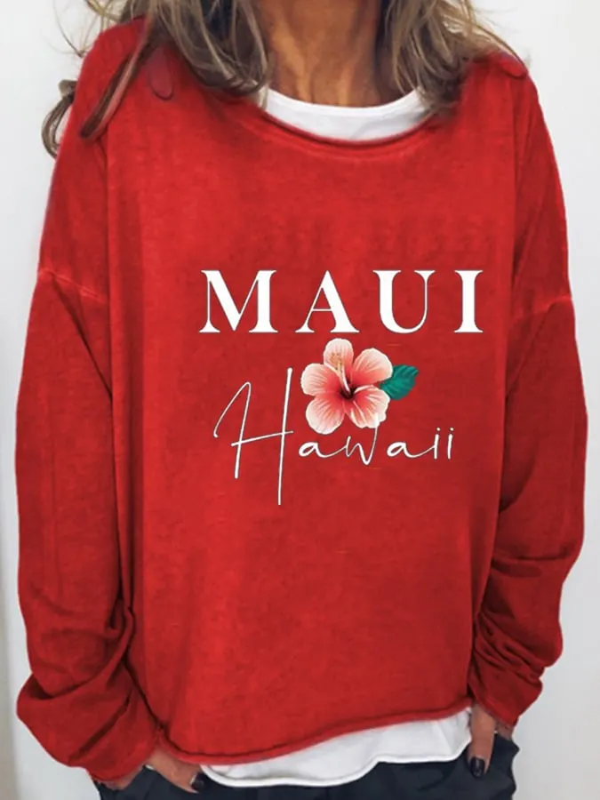 Maui Strong Print Casual Sweatshirt