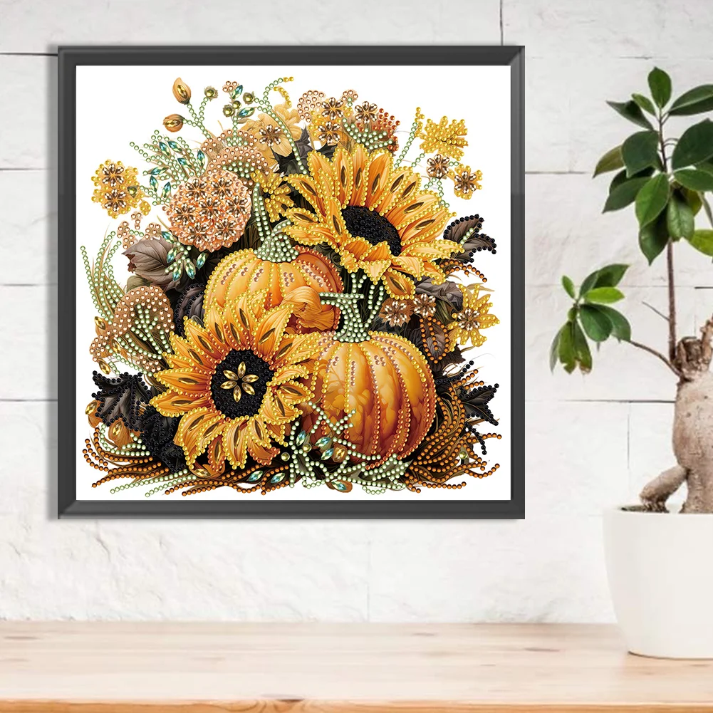 Diamond Painting - Partial Special Shaped Drill - Pumpkin Sunflower(Canvas|30*30cm)