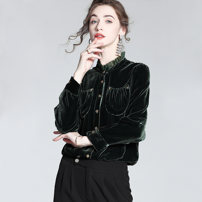 Clearance-Elegant Luxury Women's Silk Velvet Shirt REAL SILK LIFE