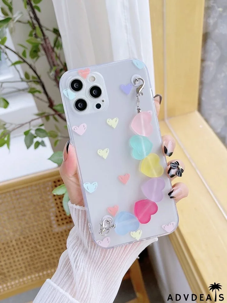 Heart Pattern Hand Strap Phone Case