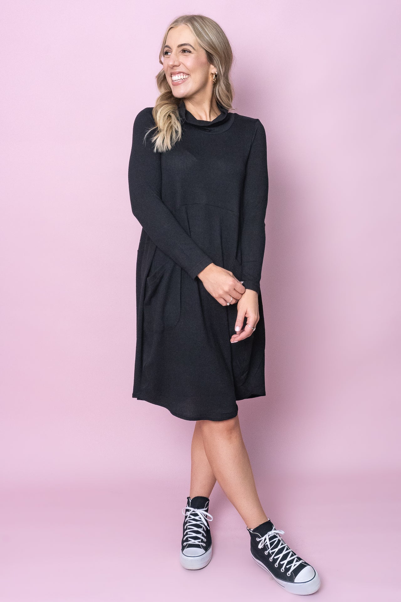 Darwin Long Sleeve Dress in Black