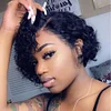 Blonde Short Human Hair Wig  Deep Part Bob Lace Front Wig For Women Brazilian Remy Curly Wig Preplucked With Baby Hair