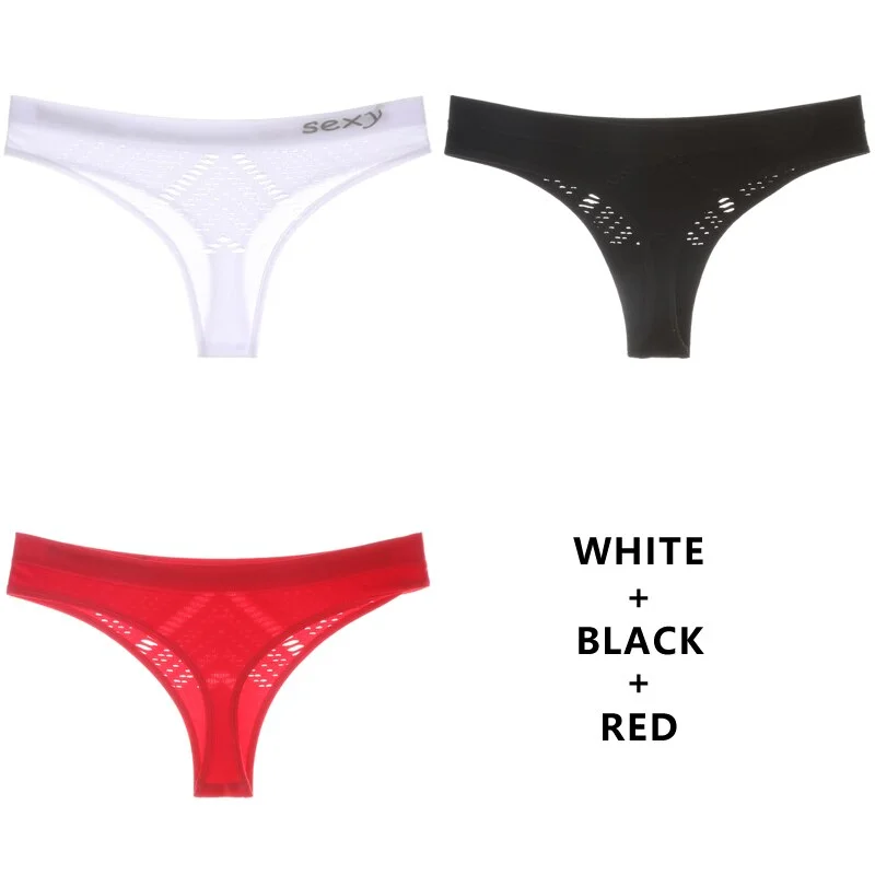 Meet'r 3Pcs/Lot Hollow Out Lingerie Europe Seamless Sexy Panties Women Temptation Underwear Mid-waist G String Drop Shipping