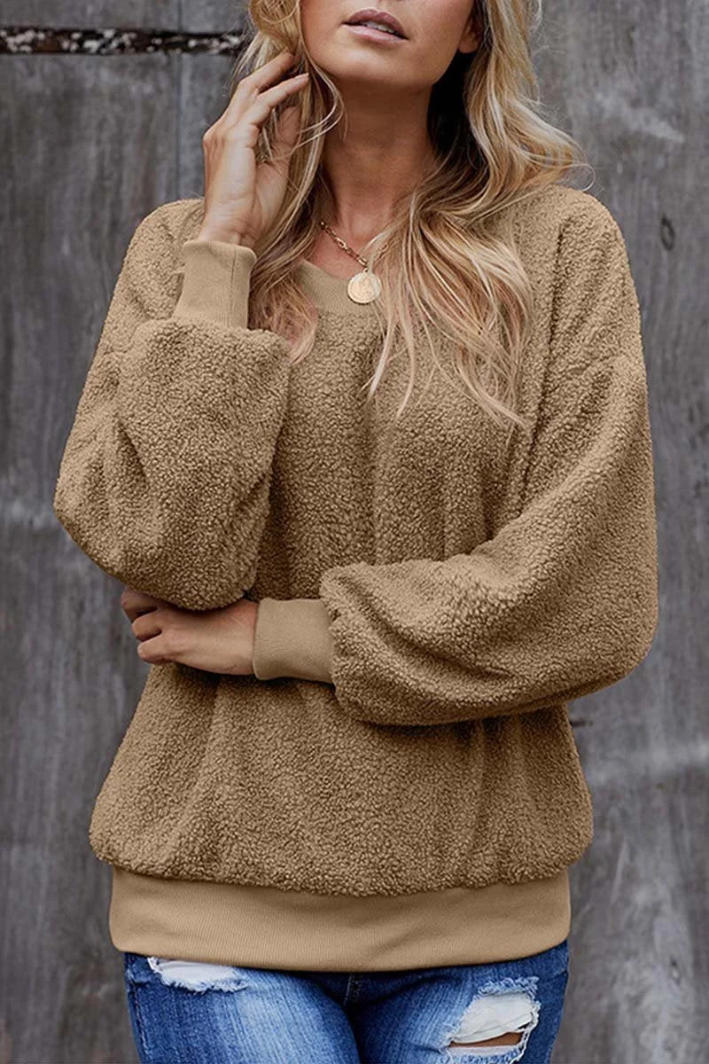 Teddy Plush Sweater Casual Tops