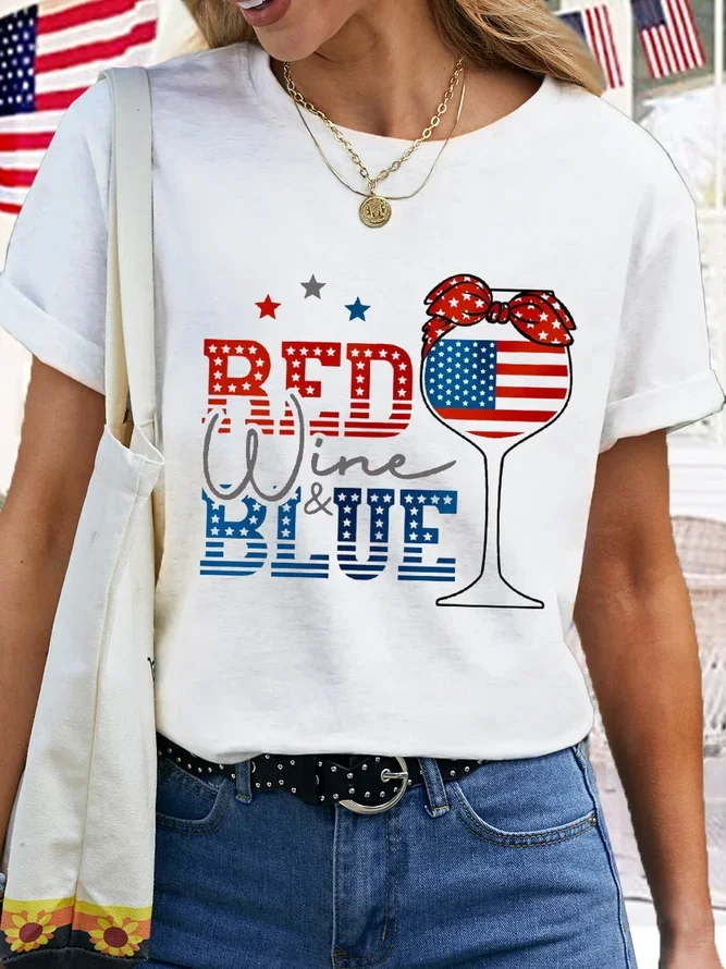 Red Wine And Blue Print Women's T-shirt