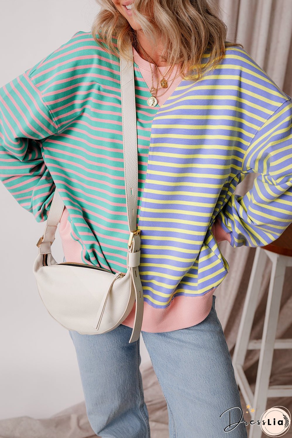 Casual Stripe Oversize Sweatshirt