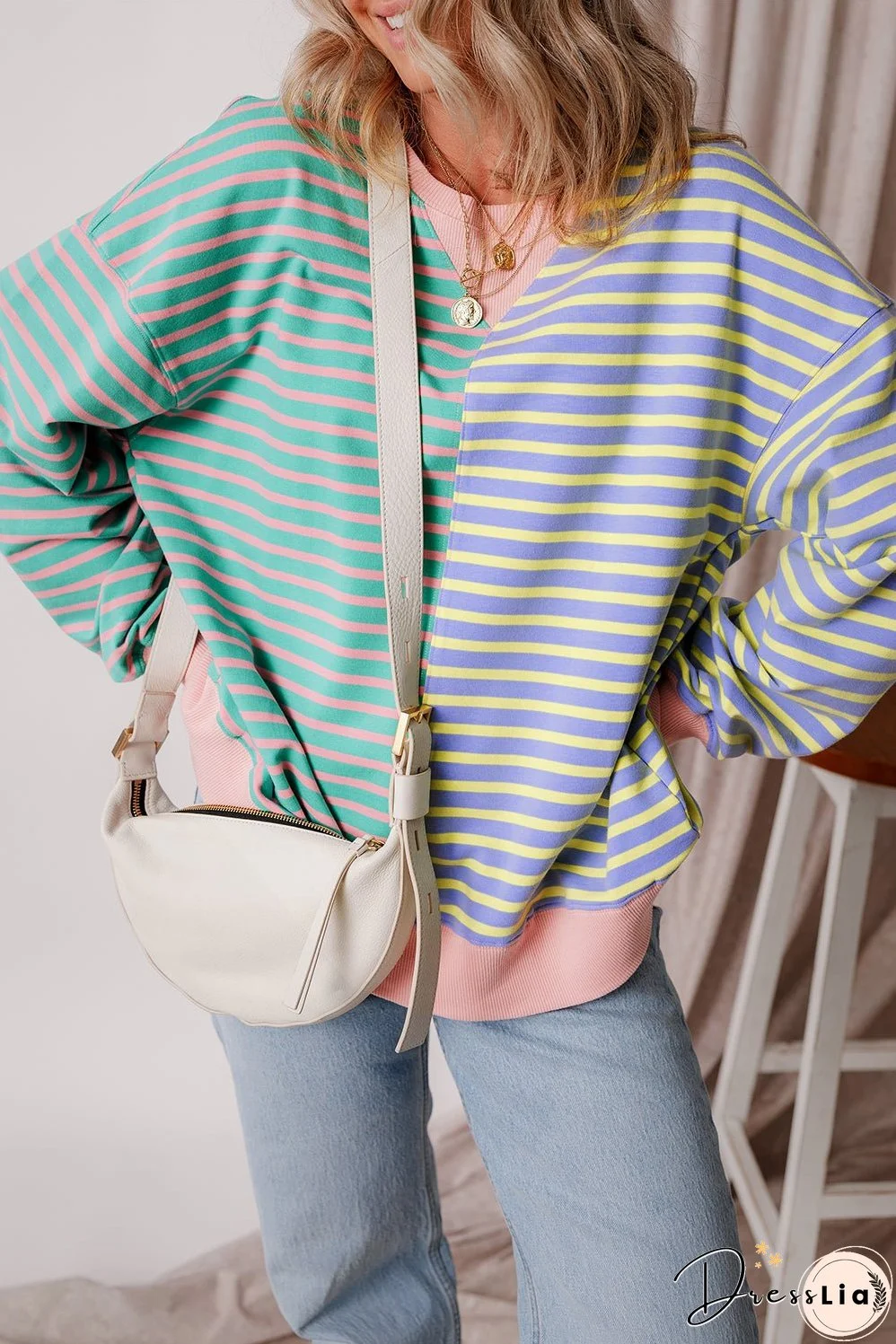 Casual Stripe Oversize Sweatshirt