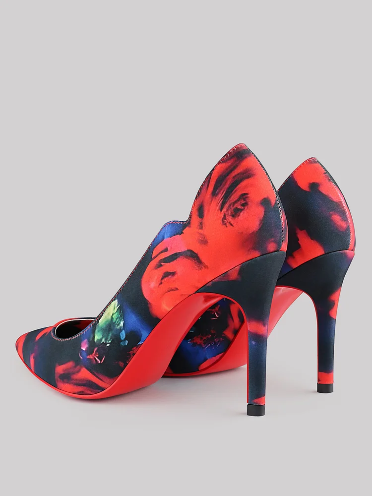 90mm Women's Kitten Heeled Party Red Bottom Pumps Patent Shoes