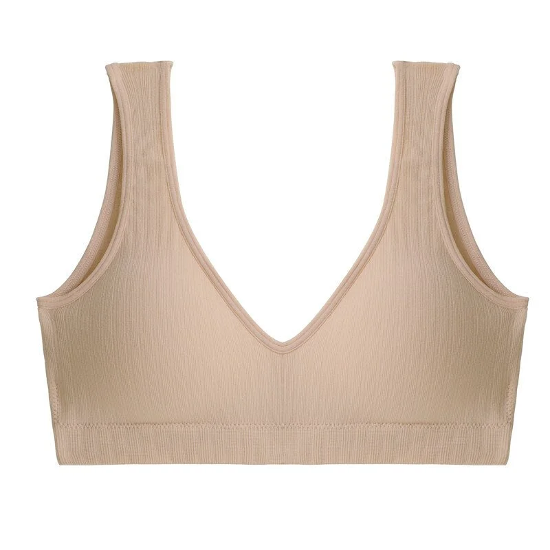 FINETOO Padded Tops Women Candy Color Bralette Ladies Deep V Tanks M-XL Sexy Backless Top Comfortable Underwear Female Lingerie