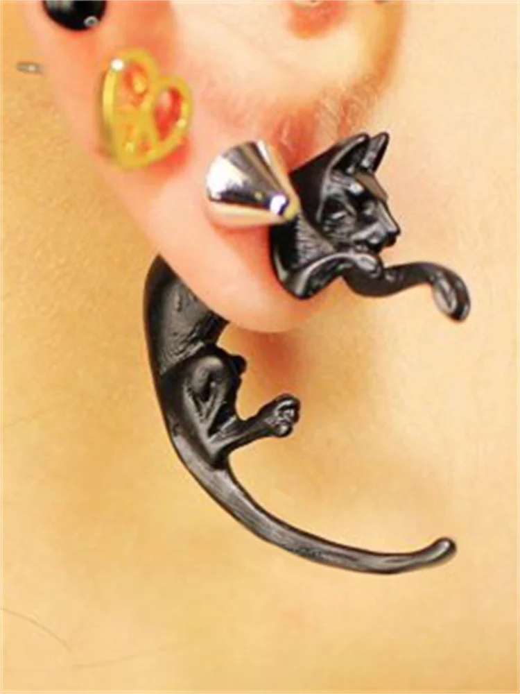 Unique Cat Pierced Stud Earrings