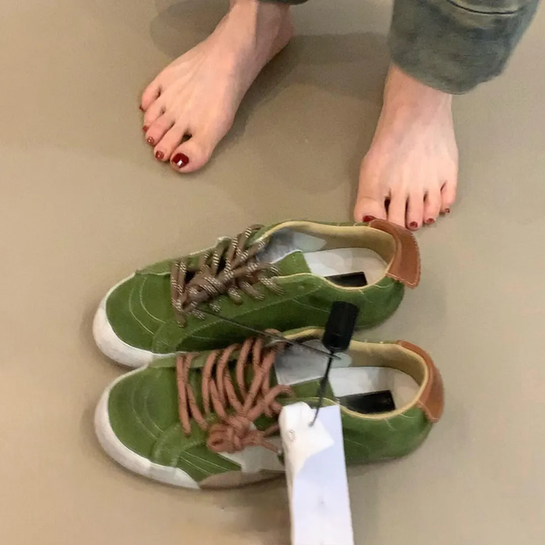 Churchf Churchf New Fashion Old Style Laceded Moral Shoes Women Retro Star Small Dirty Shoes College Style Sports Shoes