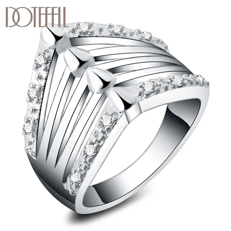 DOTEFFIL 925 Sterling Silver AAA Zircon Crystal Ring Man For Women Jewelry