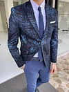 Lazio Navy Blue Slim Fit Tropical Blazer