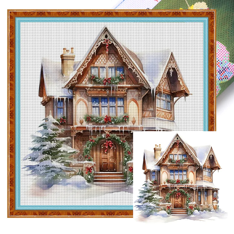 Christmas Cabin - Printed Cross Stitch 11CT 50*50CM