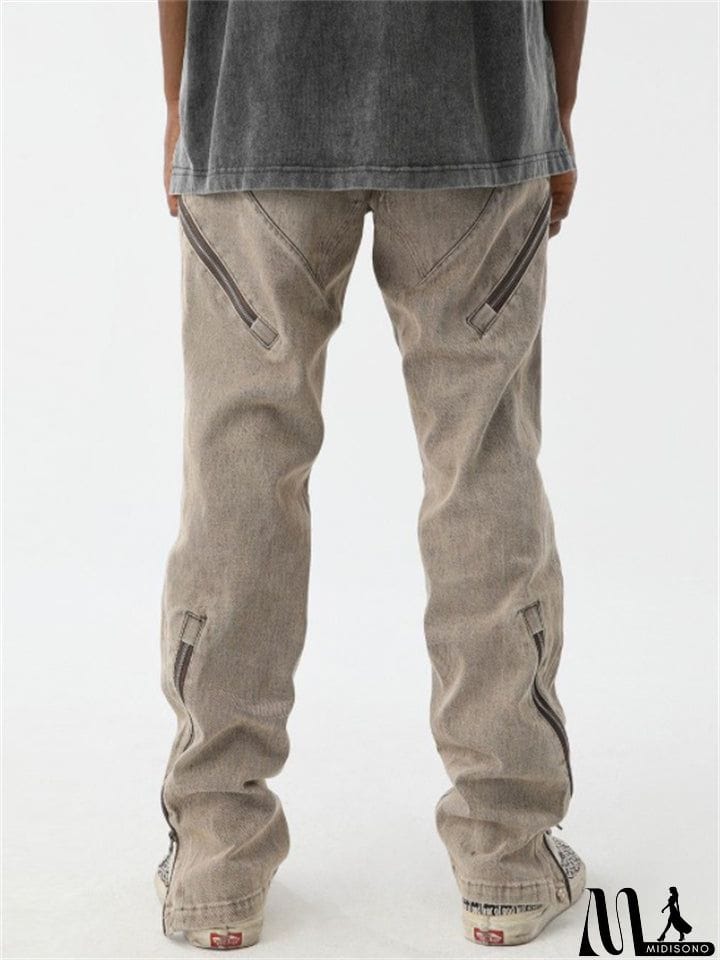 MidiSono - Vintage Fashion Skinny Washed Hip Hop Men's Jeans