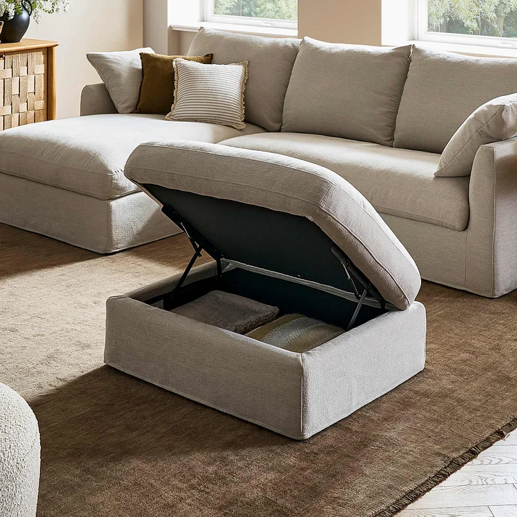 Agnes Slipcover Storage Ottoman