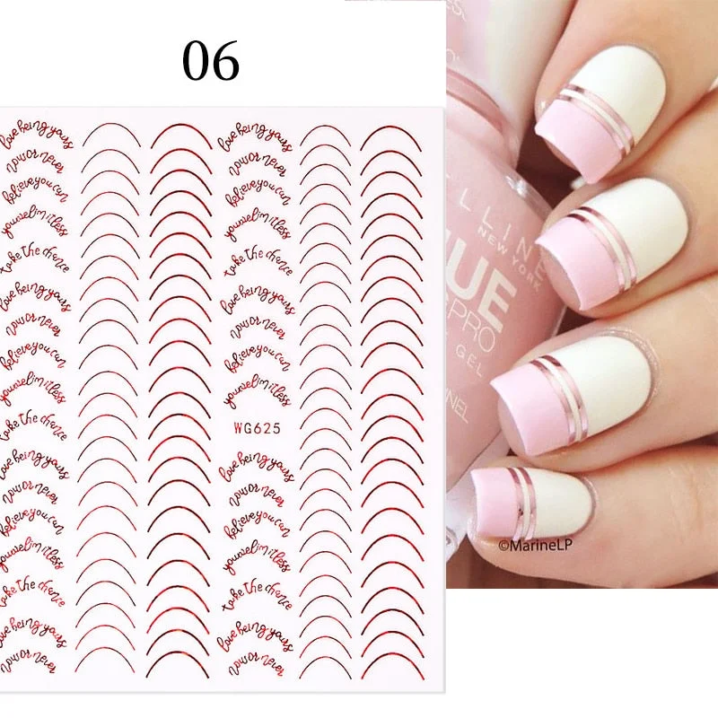 1PC Gold Sliver Striping Tape 3D Nail Stickers Geometry Lines Slider For Nails Gel Polish Decals For Manicures DIY Decoration-Nail Inspo