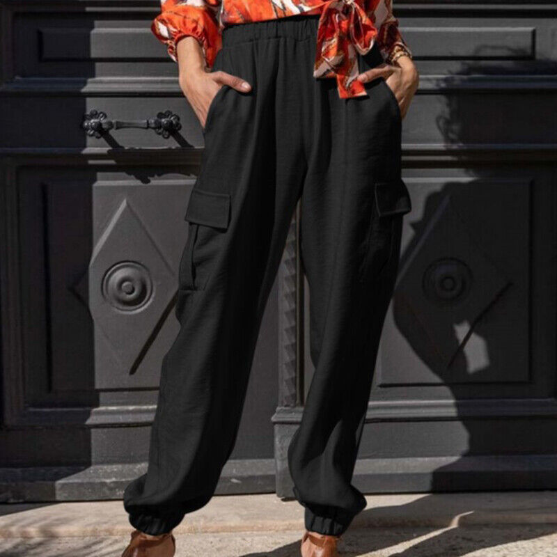 Women's Fashion Cotton Linen Casual Pocket Loose Sports Cargo Pants