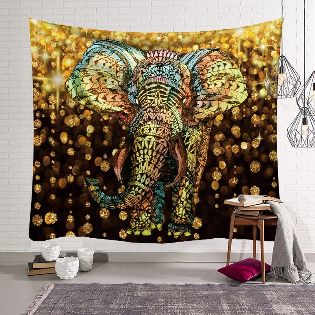 Bohemian Mandala Elephant Tapestry Wall Hanging Sandy Beach Picnic Throw Rug Blanket Camping Tent Travel Sleeping Pad Bedspread