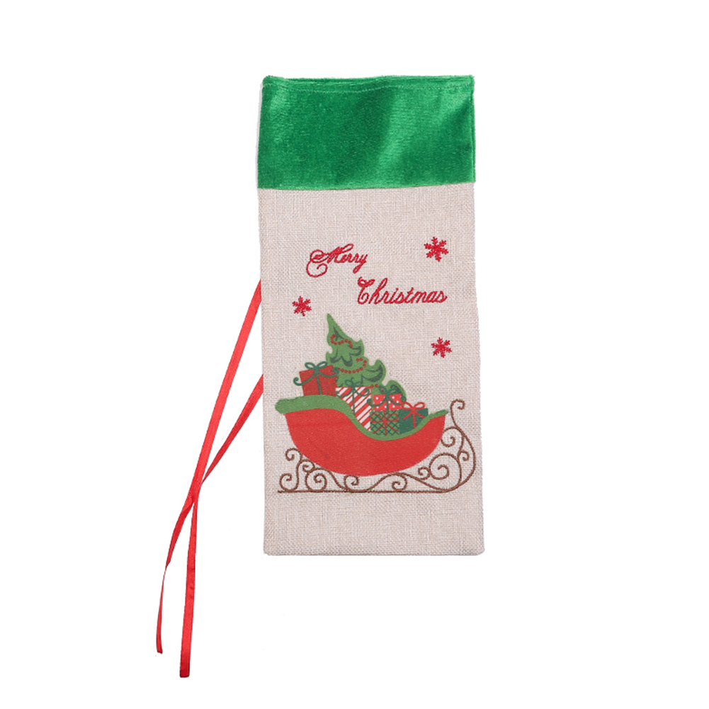 

Merry Christmas Linen Wine Bottle Covers Bag Table Decor Ornament Xmas Gift, B421, 501 Original