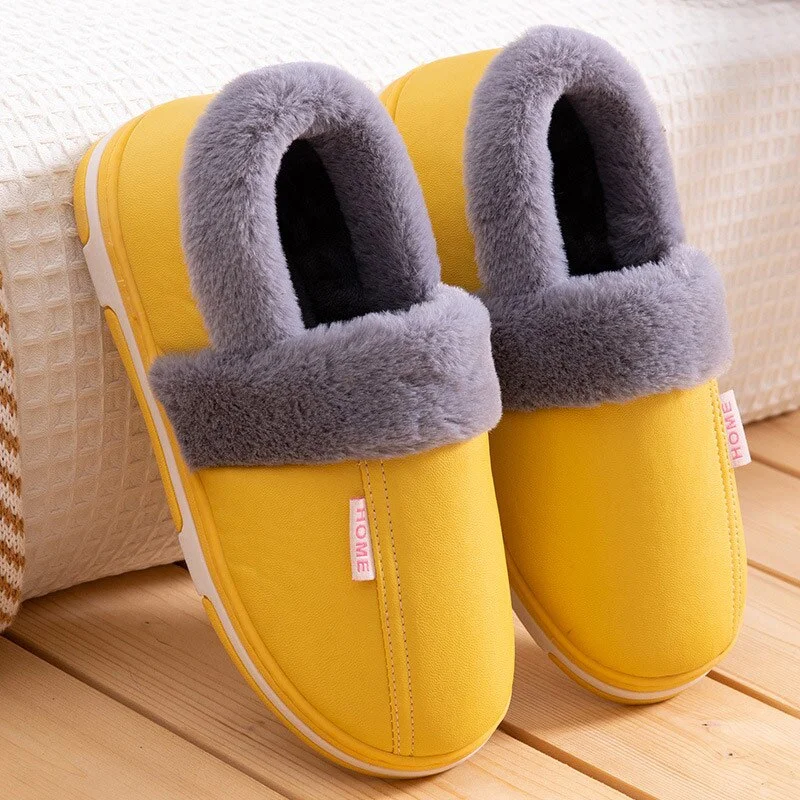 Qengg MCCKLE Women's Home Slippers Plush Warm House Shoes for Women 2021 Non-slip Soft Winter Indoors Bedroom Couples Floor Slipper
