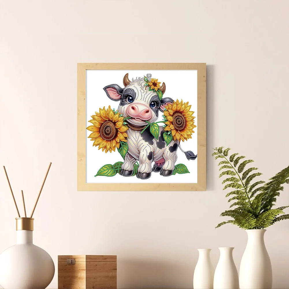 Diamond Painting - Partial Special Shaped Drill - Flower Cow(Canvas|30*30cm)