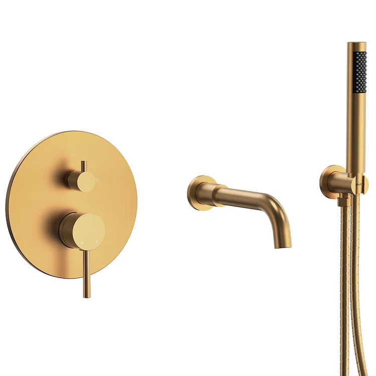 EVERSTEIN WALL MOUNTED ROMAN TUB FAUCET WITH HAND SHOWER