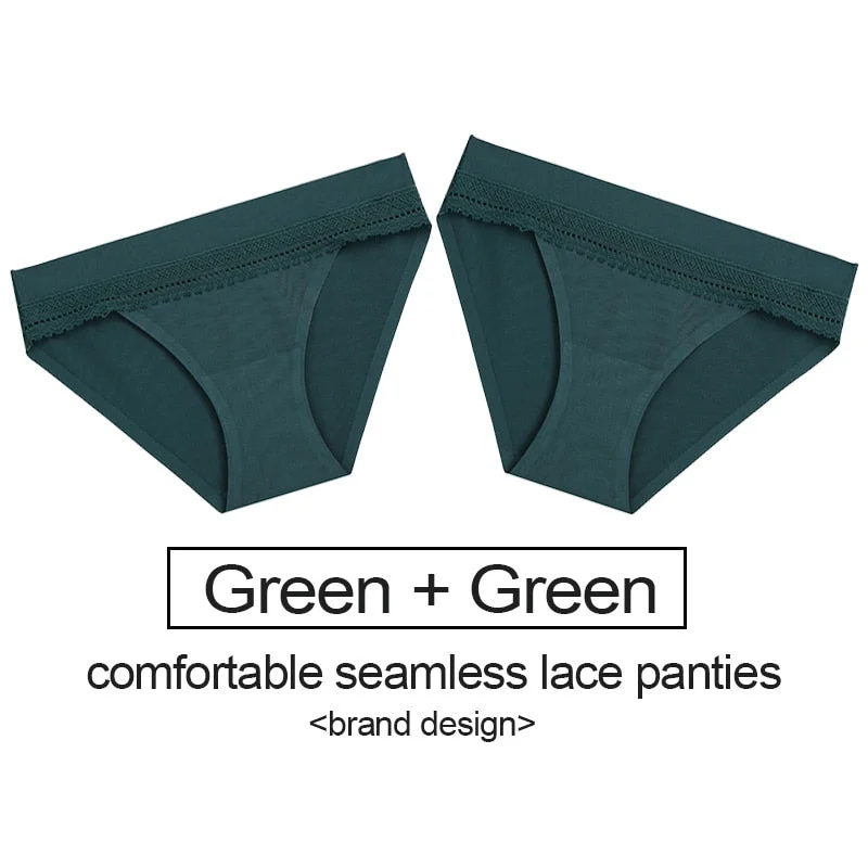 2PCS/Set Lace Panties Women's Underwear Female Lingerie Seamless Panties Underpants Sexy Briefs Intimates Woman Girls Pantys
