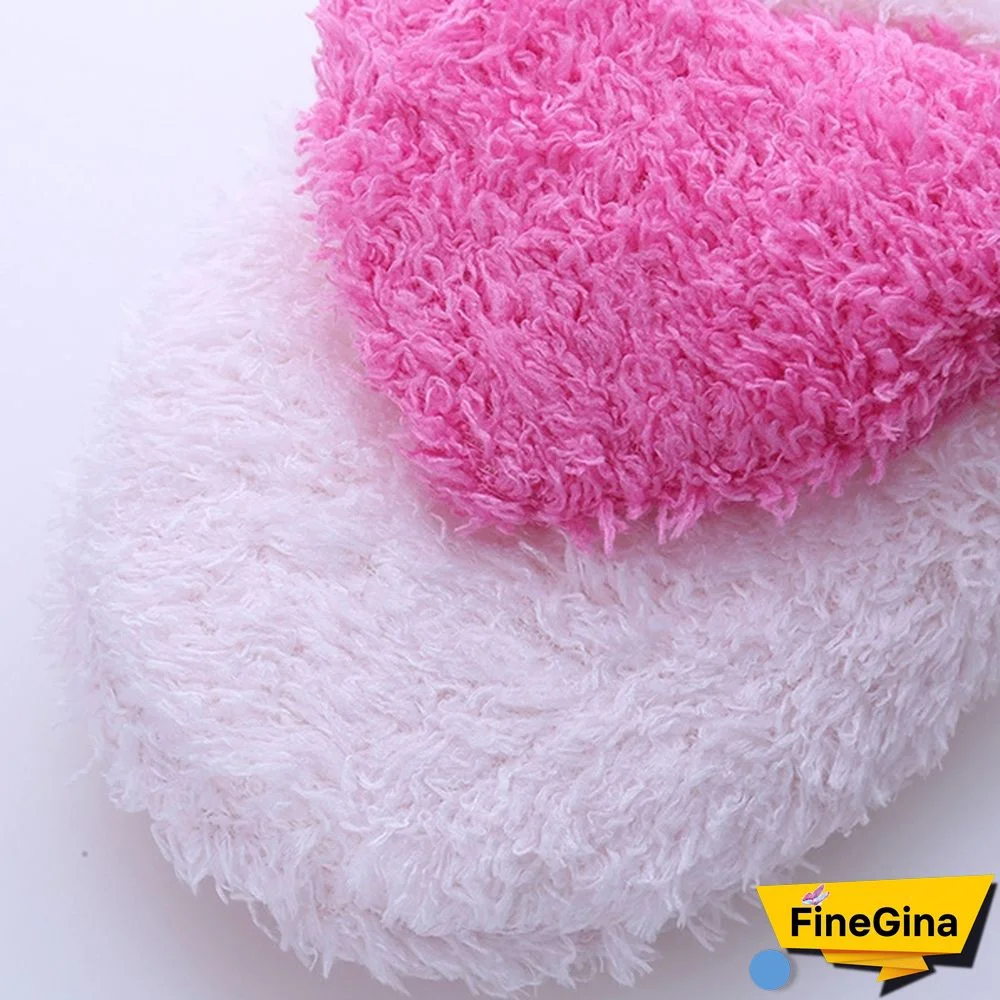 Lovely Big Heart-Shaped Women Slippers Warm Soft Sole Plush Home Floor Covered Heel Shoes