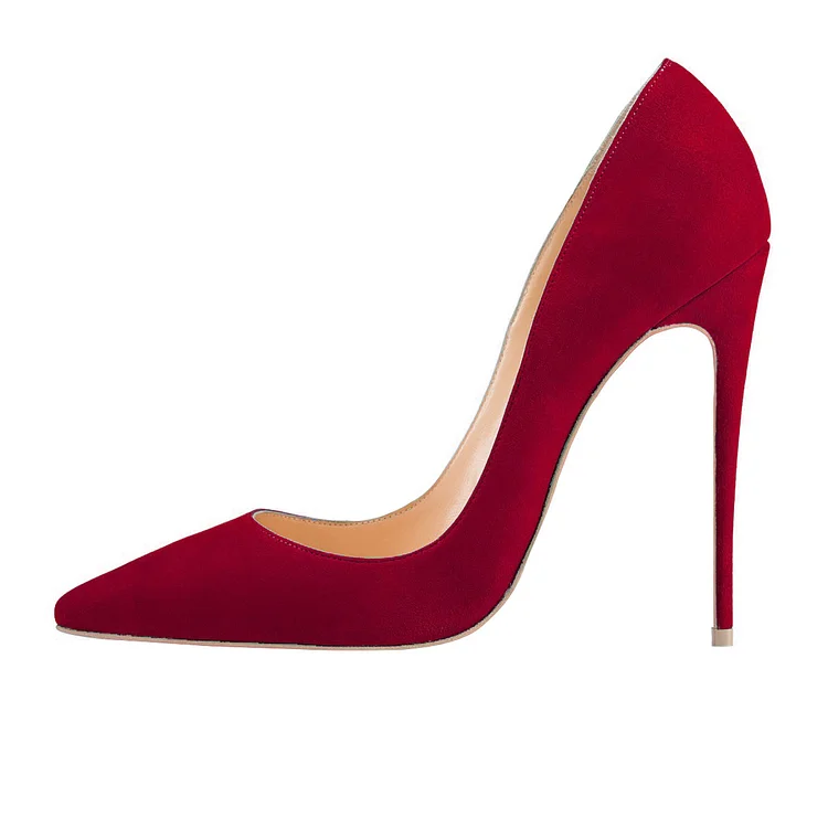 Red Suede Pointy Toe Office Lady Pumps - Stiletto Heels Vdcoo