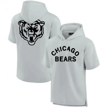Men's Chicago Bears Gray Super Soft Fleece Short Sleeve Hoodie