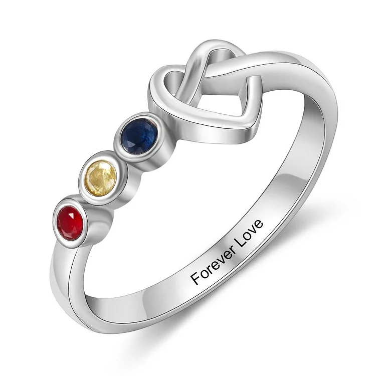 Create your own Birthstones of Heart Rings 3 Stones