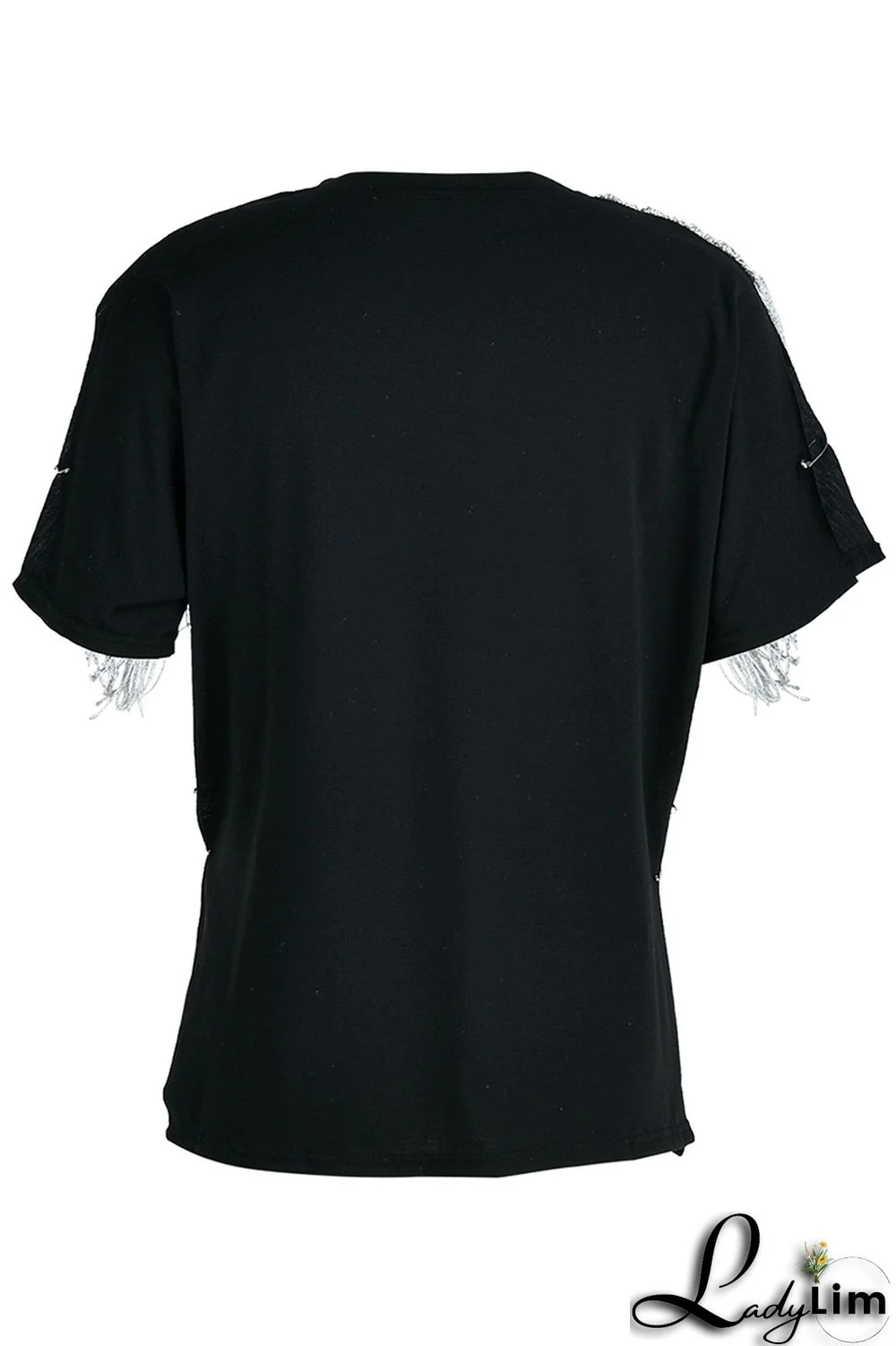 Coffee Fashion Casual Print Tassel Patchwork V Neck T-Shirts