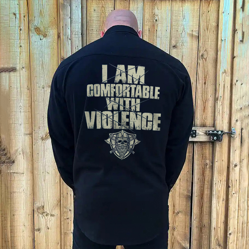 Livereid I Am Comfortable Violence Printed Men's Shirt - Livereid
