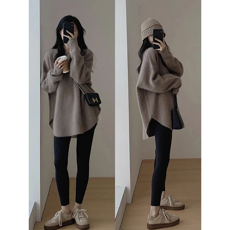 Athvotar Athvotar And Winter Women's New Top Temperament Long-Sleeved Knitted Shirt 2025 Autumn Women's New Fashion Sweater Bottom Shirt