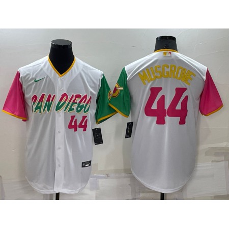Men's San Diego Padres #44  Joe Musgrove 2022 White City Connect Cool Base Stitched Jersey AMPQ