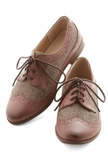 Vintage Brown Lace-up Flat Brogues Oxfords Vdcoo