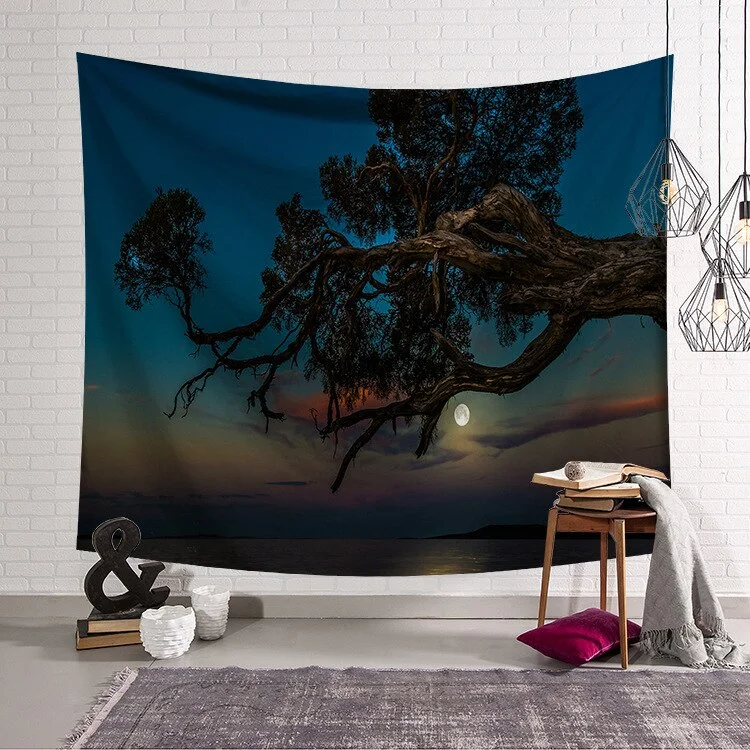 Psychedelic Forest Tapestry Wall Hanging Tapestry Blanket Farmhouse Decor Window Tapestry Headboard Polyester Yoga Shawl