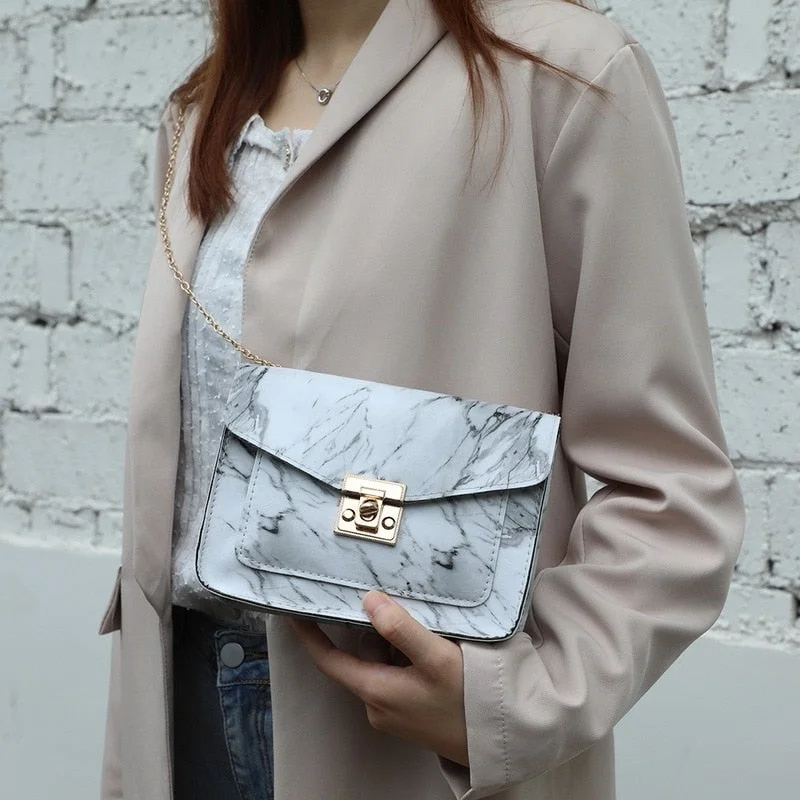 Fashion Marbling Crossbody Bags For Women 2021 PU Leather Shoulder Bag Waterproof Handbags For Women Korean Style Female Bags