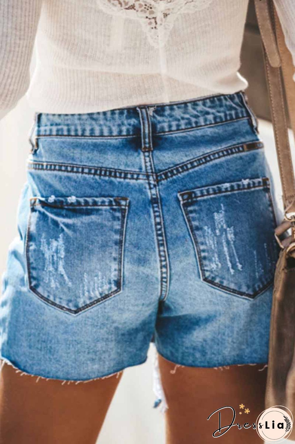 Hole button Denim Shorts
