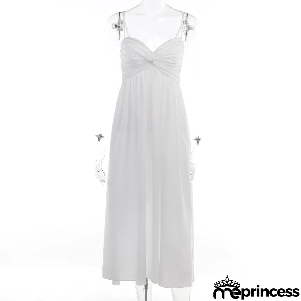 Strappy V Neck Gathered Sexy Dress Chic Fashion Low Back Maxi Dress