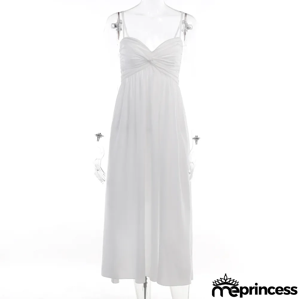 Strappy V Neck Gathered Sexy Dress Chic Fashion Low Back Maxi Dress