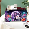 5D DIY Diamond Painting Art Decorative Storage Box Wood Storage Clutch (Wolf)