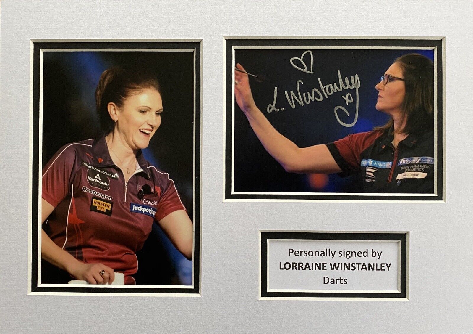 Lorraine Wistanley Genuine Signed Darts Photo Poster painting In A4 Mount Display