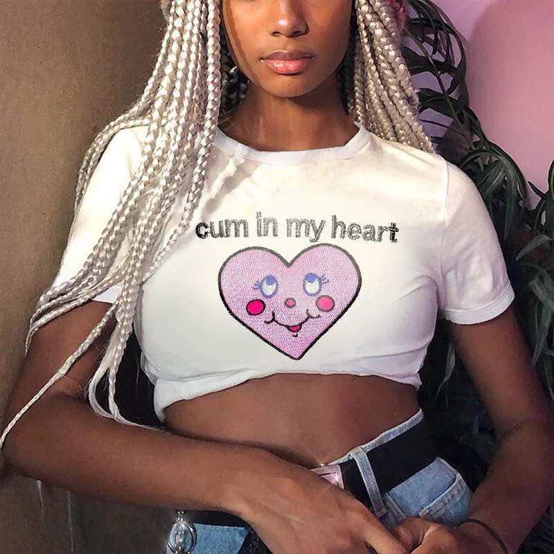 Cum In My Heart Printed Women's T-shirt - Neojana