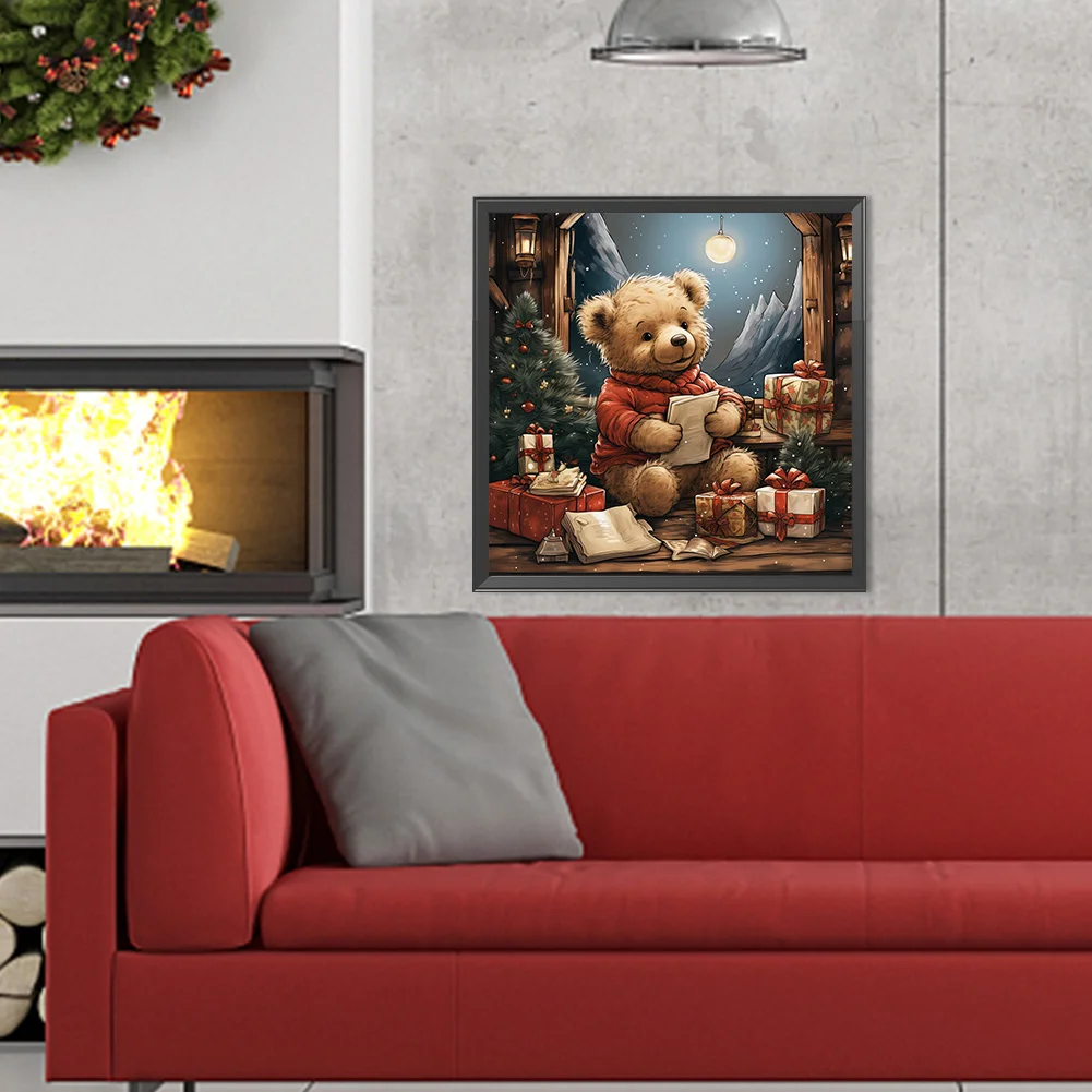 Diamond Painting - Full Round Drill - Christmas Eve Bear(Canvas|40*40cm)