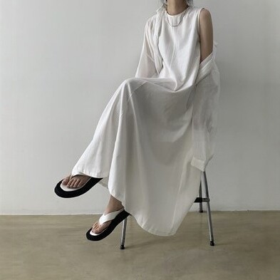 Simple Solid Color Cotton Linen Sleeveless Dress
